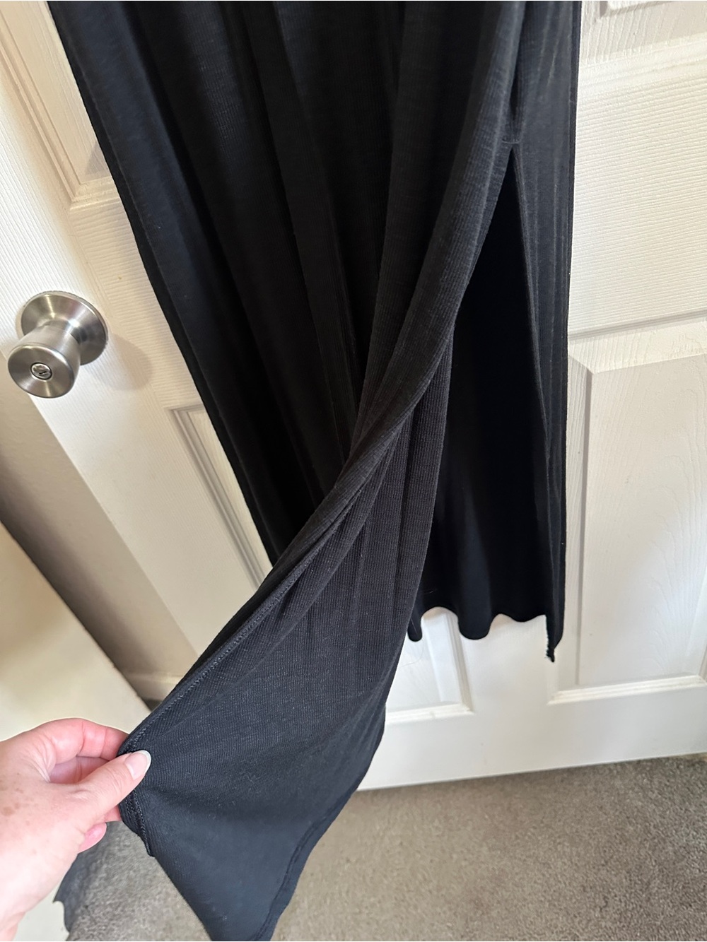 NWT aerie Black Long Sleeve Off the Shoulder Maxi Stretch Dress - Picture 3 of 8